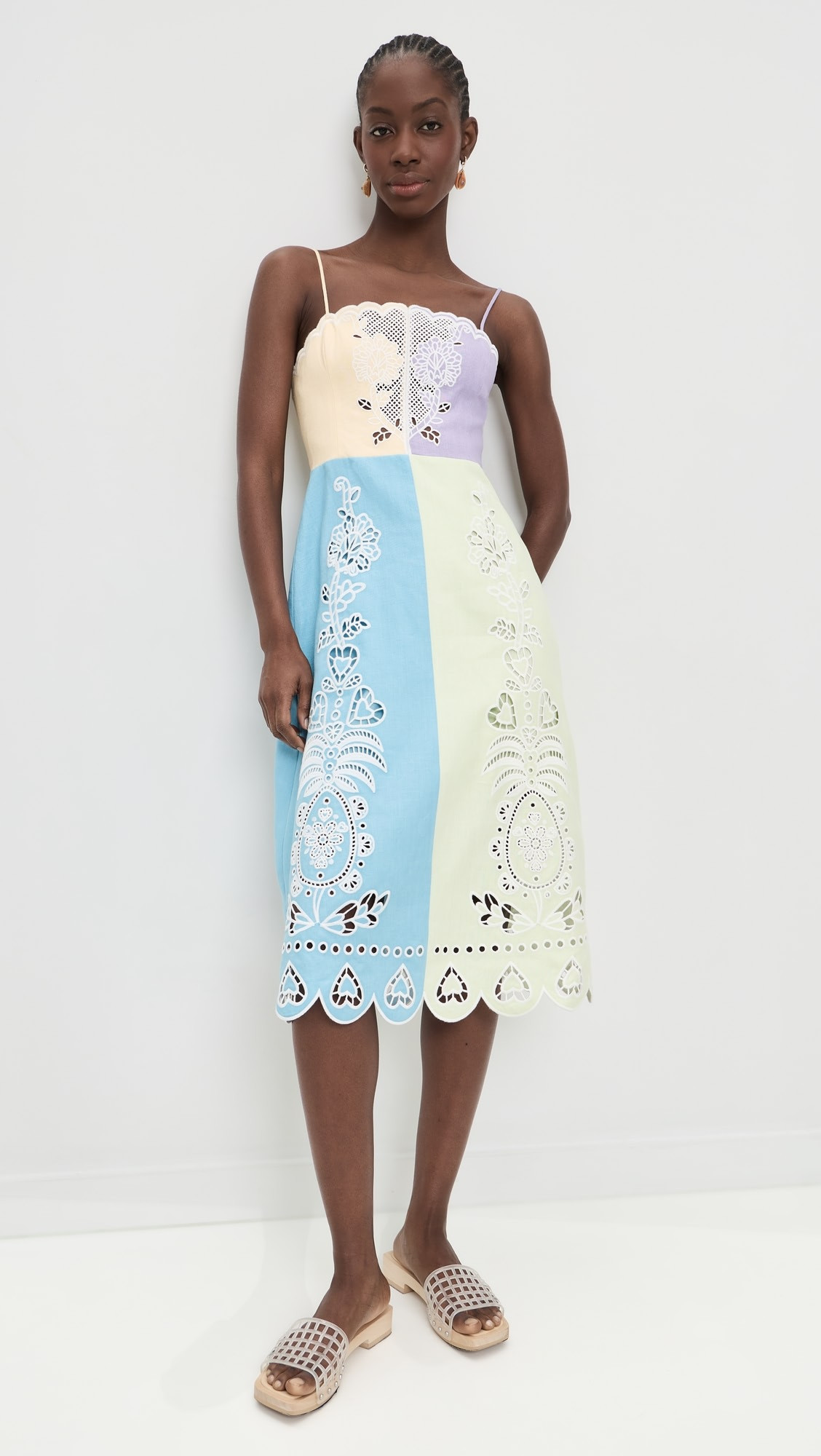 Multicolor Embroidery Sleeveless Midi Dress | Shopbop