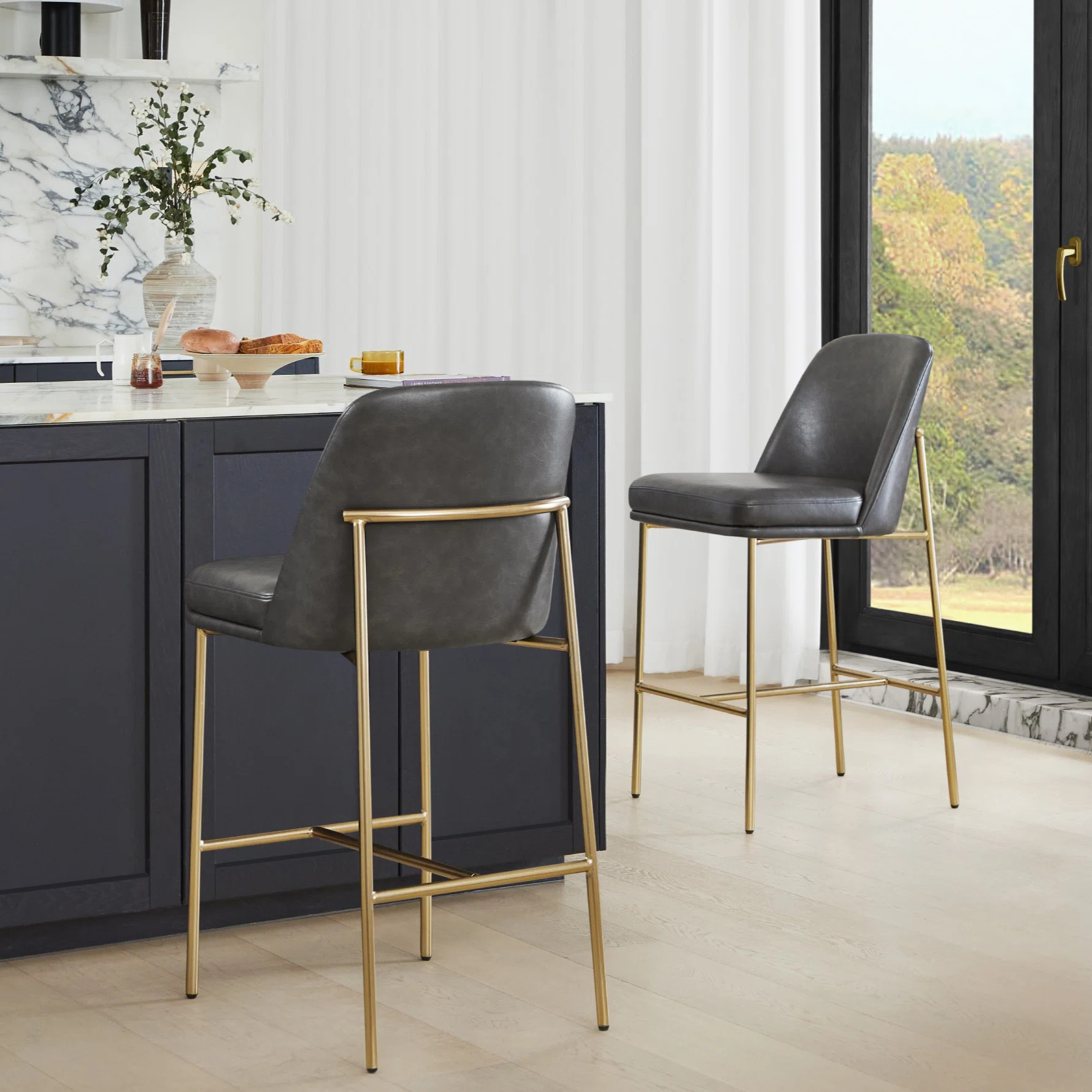 Angelick Upholstered Counter Stool with Metal Frame (Set of 2) | Wayfair North America