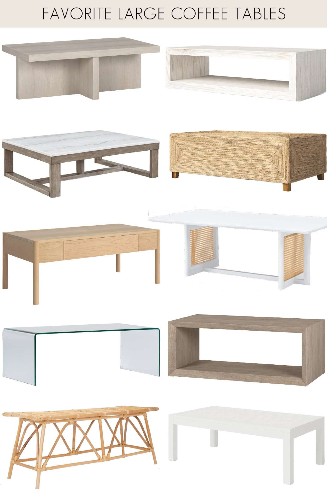 Favorite large coffee tables that are all over 40” long! Perfect for pairing with your living room sofa or sectional. 
W
Wood coffee table, white coffee table, woven coffee tablee

#LTKsalealert #LTKhome #LTKstyletip