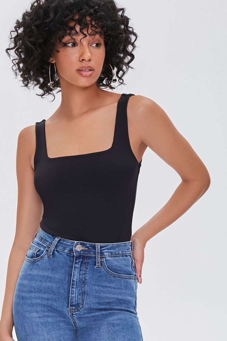 Sleeveless Square-Neck Bodysuit in Black Large | Forever 21 (US)