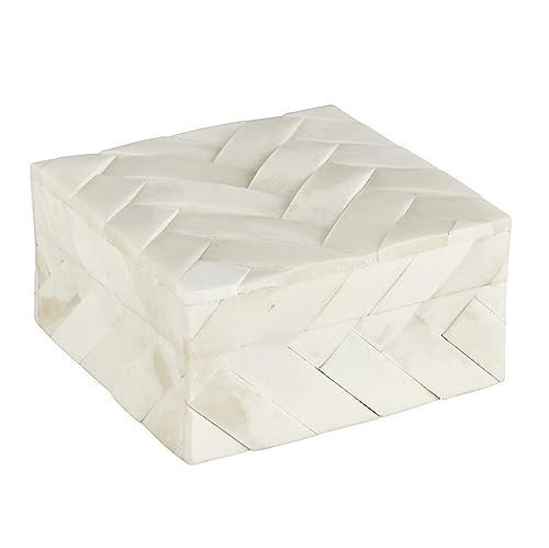 47th & Main Keepsake Textured Bone Inlay and Wood Storage Box with Lid, Small, Cream | Amazon (US)