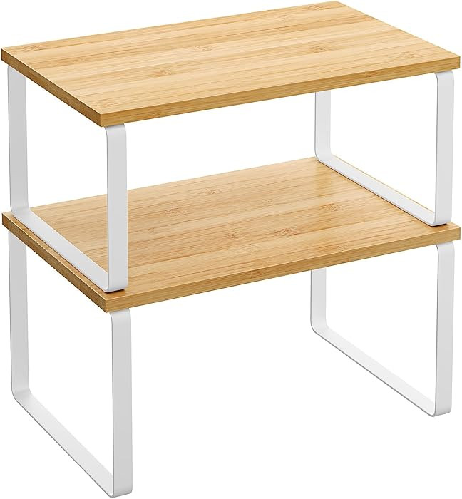 SONGMICS Cabinet Organizer Shelf, Set of 2 Kitchen Counter Shelves, Kitchen Storage, Spice Rack, ... | Amazon (US)
