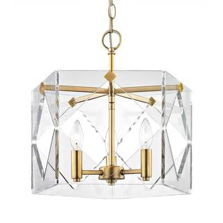 Pentos 3-Light Aged Brass Acrylic Chandelier | The Home Depot