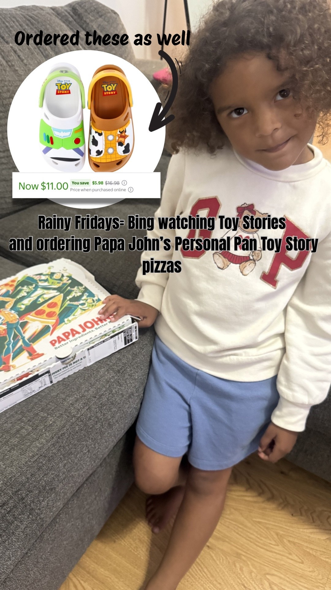 Rainy Friday = Toy Story marathon, Toy Story pizza, and I couldn’t resist ordering the matching Crocs. 🥹🍕✨ Childhood memories unlocked.

#LTKKids #LTKSeasonal #LTKSaleAlert