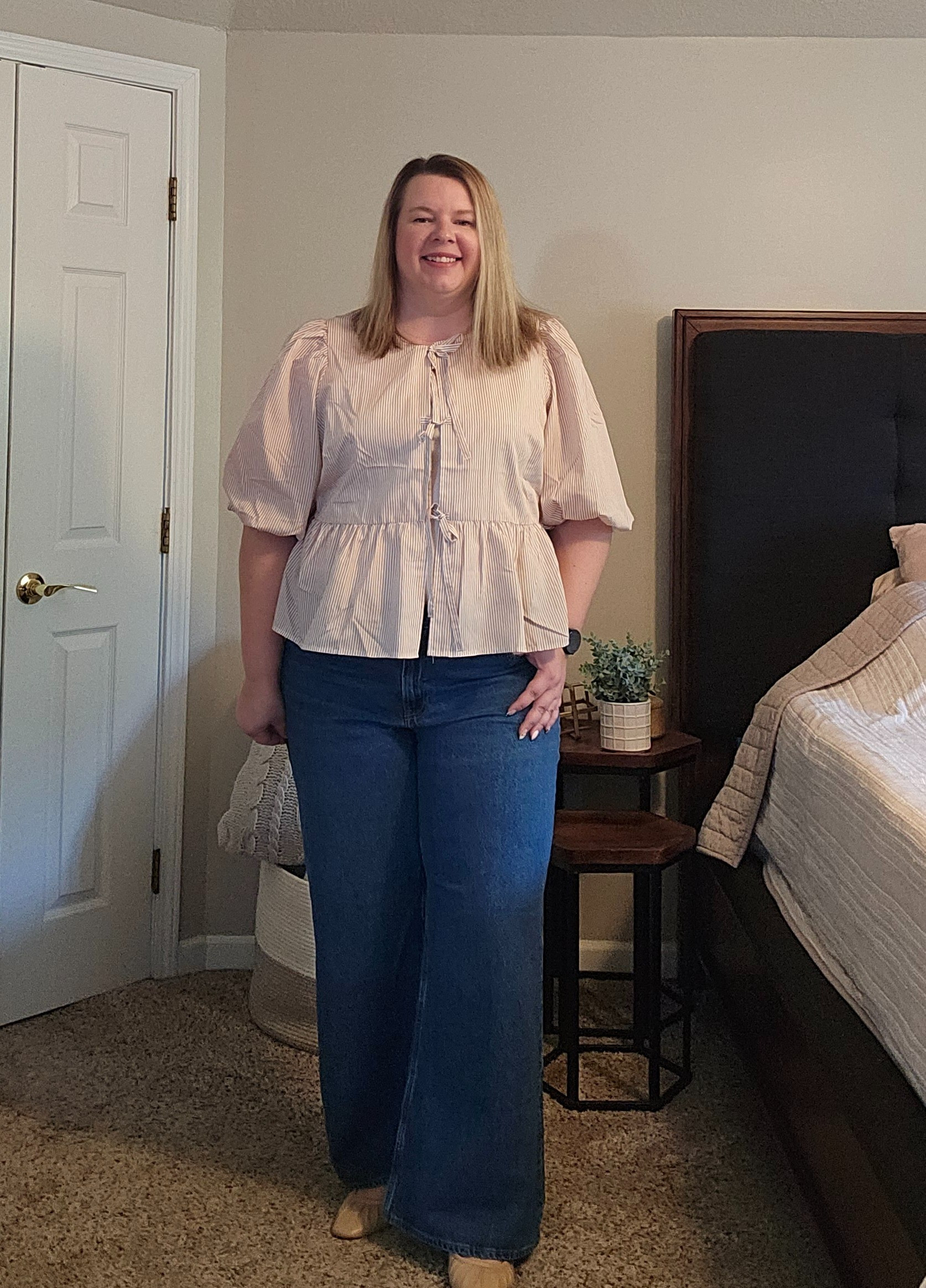 This tie front top is so cute. wearing the XXL. wide leg denim are my faves in a size 34. 

#LTKSaleAlert #LTKMidsize #LTKStyleTip