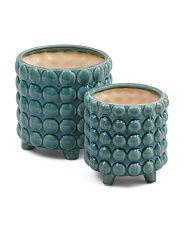 Set Of 2 Footed Bubble Texture Planters | TJ Maxx