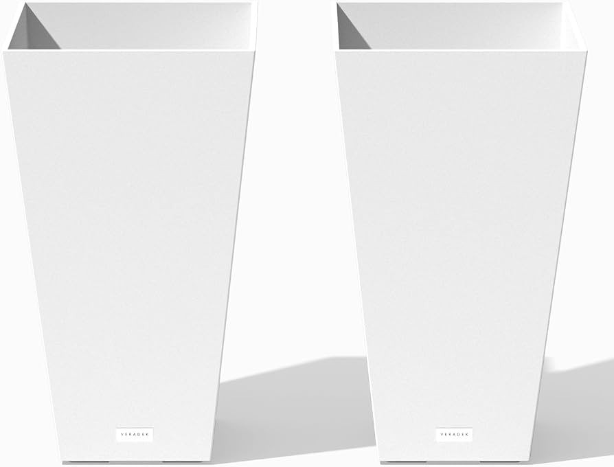 Veradek V-Resin Indoor/Outdoor Taper Planter, 2-Pack (24 inch, White) | Amazon (US)