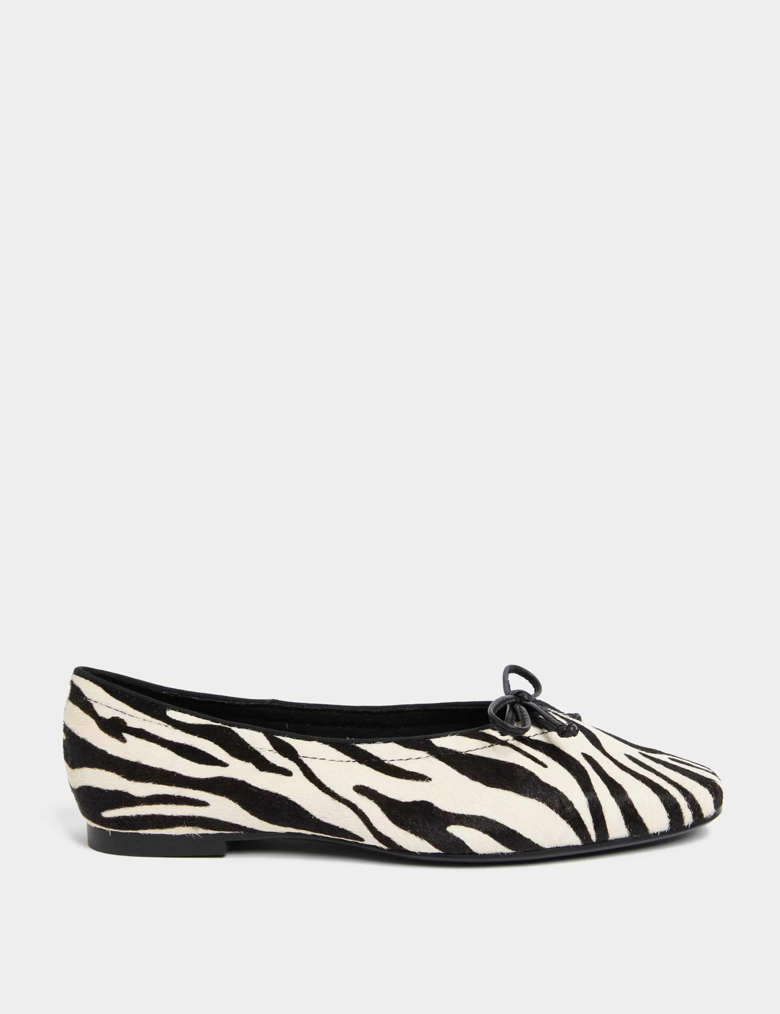 Leather Pony Hair Zebra Print Bow Ballet Pumps | Marks & Spencer (UK)