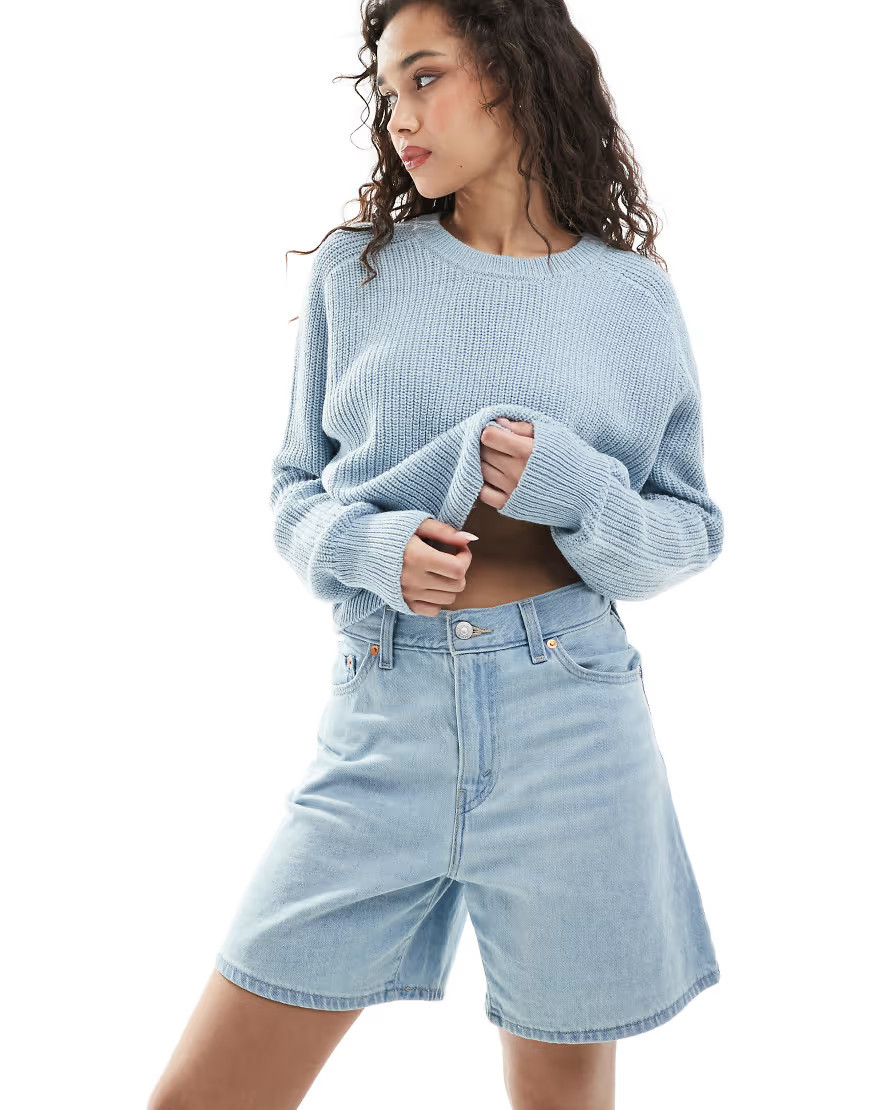 Levi's high waisted baggy denim shorts in light blue | ASOS (Global)