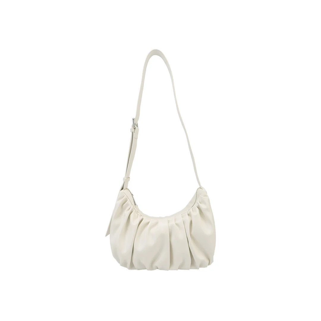 Leather Croissant Sling (Cream) | GOOD TOTES