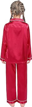 Kid Silky Satin Pajamas Set for Girls Boys pj Set Sleepwear Button-up Lounge Sets Nightwear | Amazon (US)