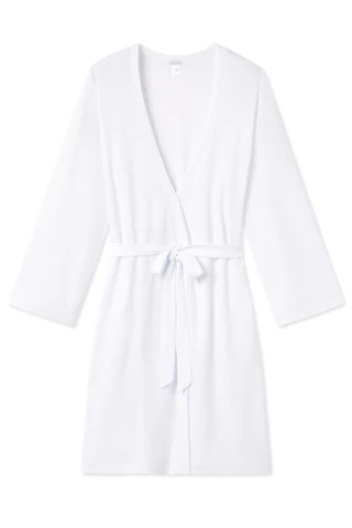 Pointelle Robe in White | LAKE Pajamas