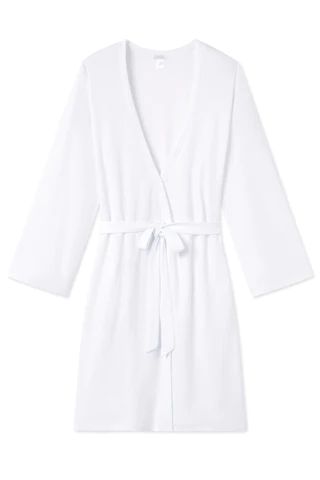 Pointelle Robe in White | LAKE Pajamas