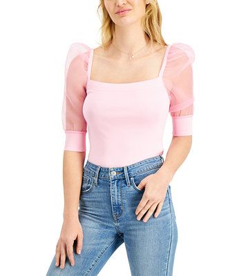 Puffed-Sleeve Illusion Top, Created for Macy's | Macys (US)