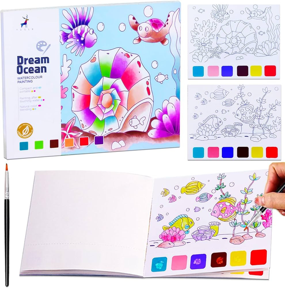 YXOTJHS Paint with Water Books, Watercolor Coloring Books for Kids Ages 4-8, Mess Free Water Pain... | Amazon (US)