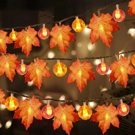 Thanksgiving Pumpkin Lights Decorations Maple Fall String Lights Thanksgiving Fall Lights 20 ft 40 L | Walmart (US)