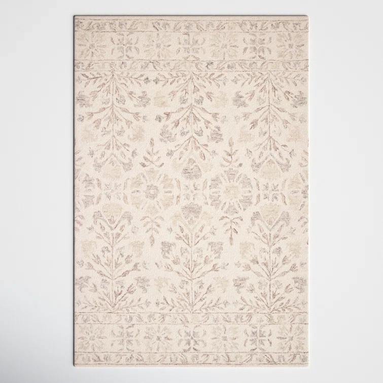 Aden Floral Handmade Hooked Wool Ivory/ Brown/Grey Area Rug | Wayfair North America