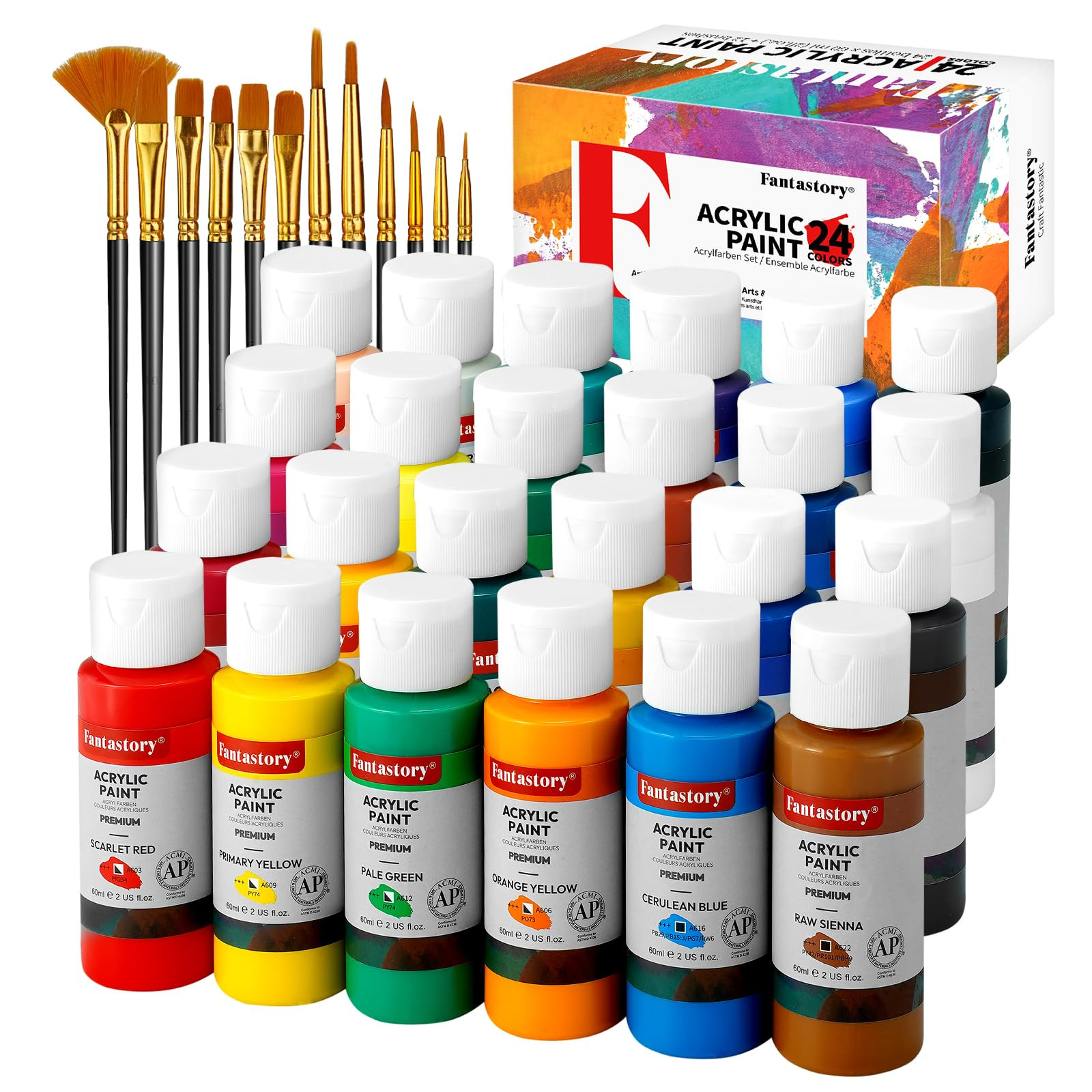 Craft Acrylic Paint, Set of 24 Colors(2 oz/Bottle), Water-Based, Non Toxic, Non Fading, Waterproo... | Amazon (CA)