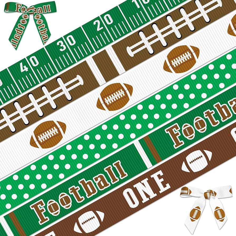 Glodecart 6 Rolls Football Ribbon for Wrapping Gifts, Football Theme Ribbon for Gift Wrapping Hom... | Amazon (US)
