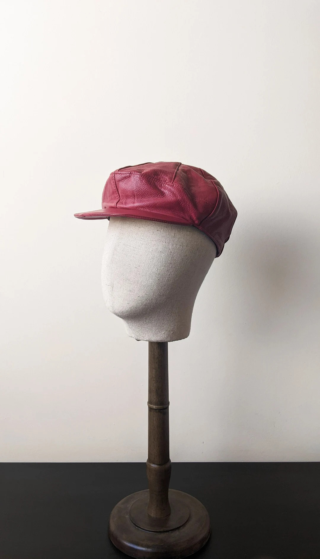 80s Oxblood Leather Cap Baker Boy Hat Size Small Medium - Etsy UK | Etsy (UK)