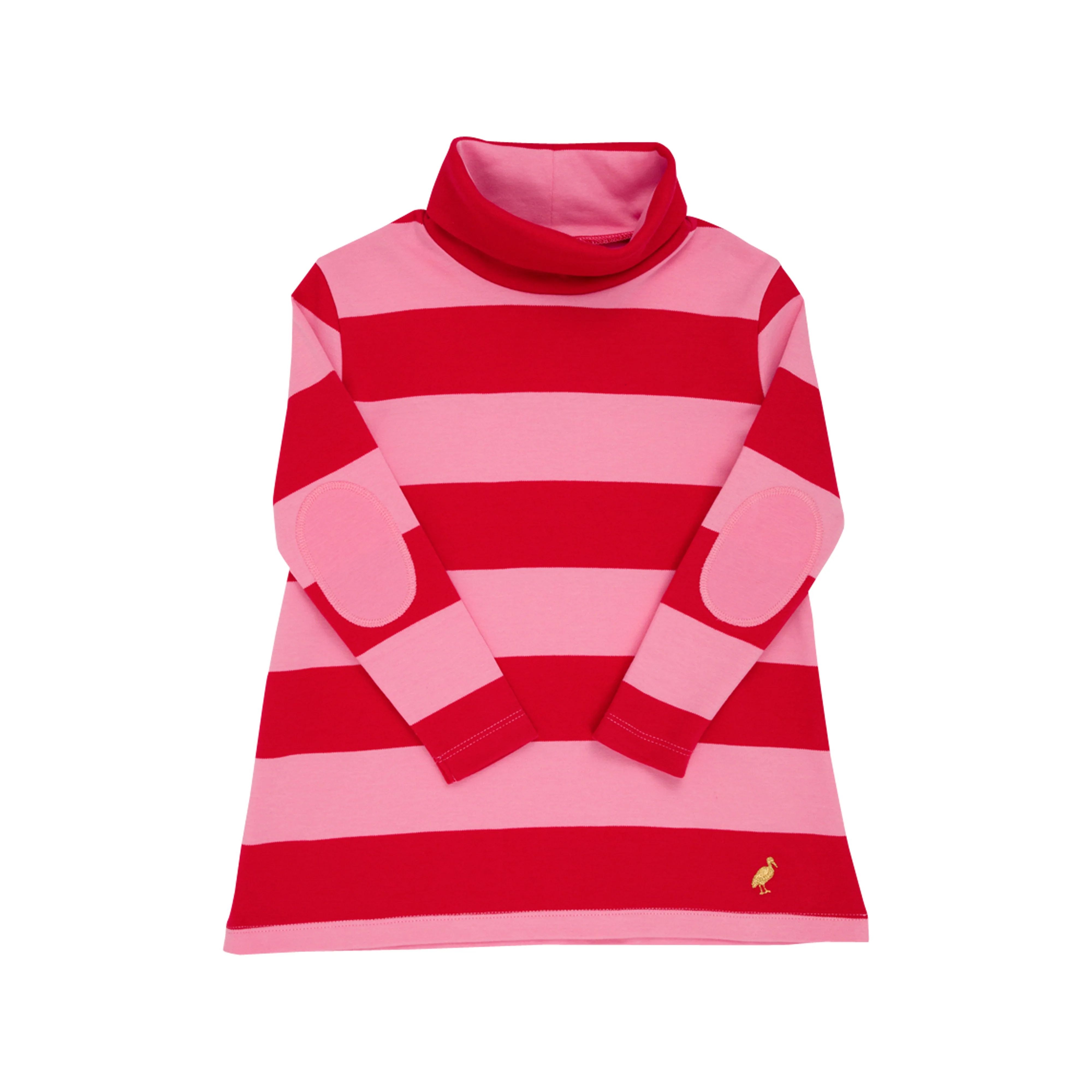 Tenley Tunic - Hamptons Hot Pink & Richmond Red Stripe with Gold Stork | The Beaufort Bonnet Company