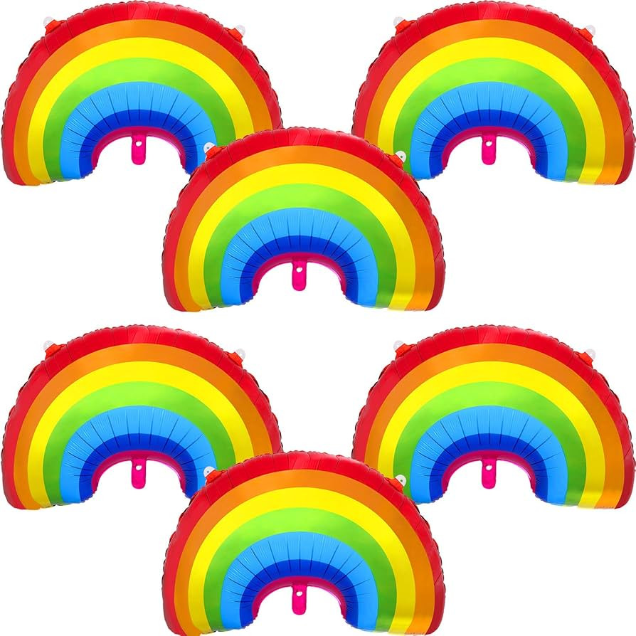 6 Pieces Rainbow Pride Foil Balloon Rainbow Foil Mylar LGBTQ Balloons Party Decoration Large Size... | Amazon (US)