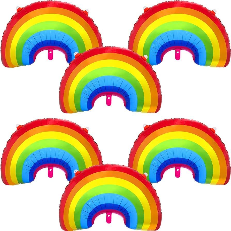 6 Pieces Rainbow Pride Foil Balloon Rainbow Foil Mylar LGBTQ Balloons Party Decoration Large Size... | Amazon (US)