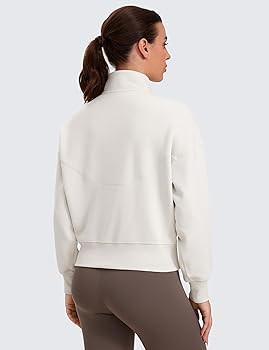 CRZ YOGA SoftAura Half Zip Sweatshirt for Women - Pullover Workout Casual Funnel Neck Sweat Shirt... | Amazon (US)