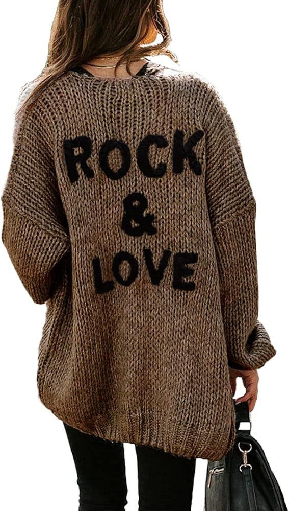 PRETTYGARDEN Women's Long Sleeve Open Front Knit Cardigans Sweaters Soft Loose Draped Coat Outerwear | Amazon (US)