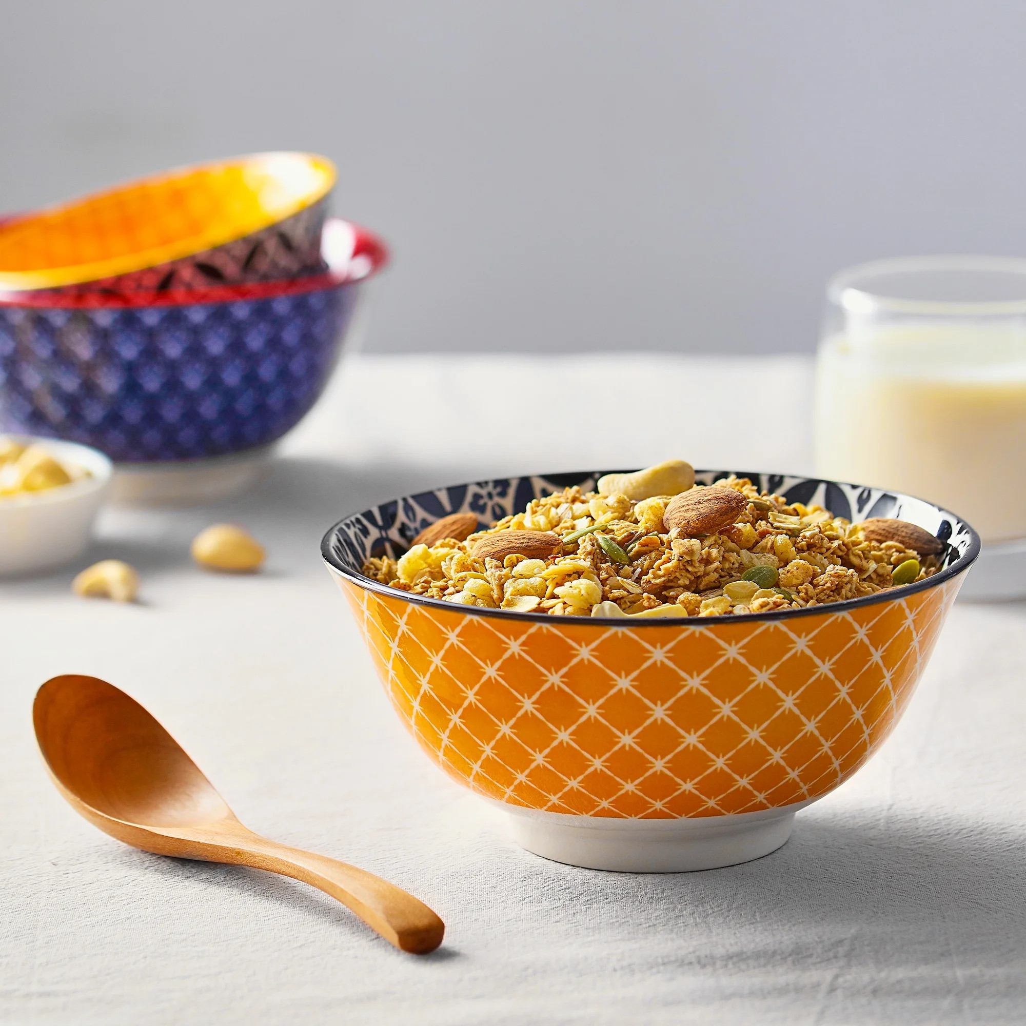 Dowan Vibrant Joy 6in Cereal Bowl 4pcs Set, 23Oz Colorful Ceramic Salad Bowl Set, Porcelain Soup ... | Walmart (US)