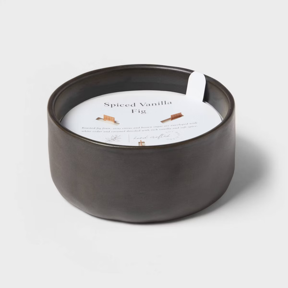 16oz Blackened Bowl Ceramic with Multi Woodwick and Dustcover Spice Vanilla Fig Candle Black - Th... | Target