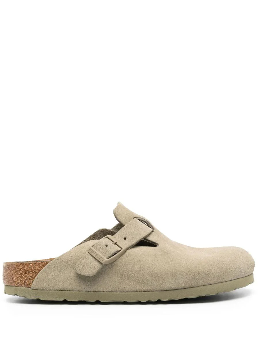 Birkenstock Boston Faded Khaki, Suede Leather Shoes | Baltini