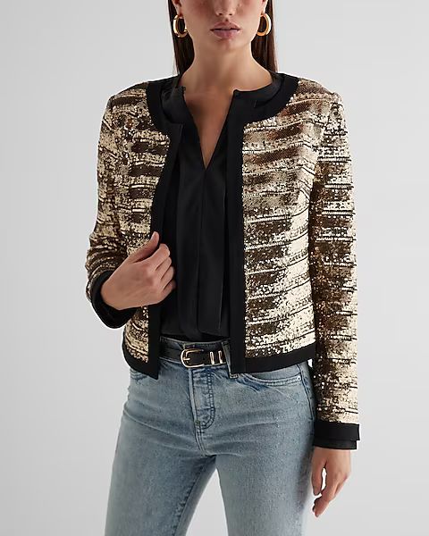 Tipped Sequin Striped Jacket | Express