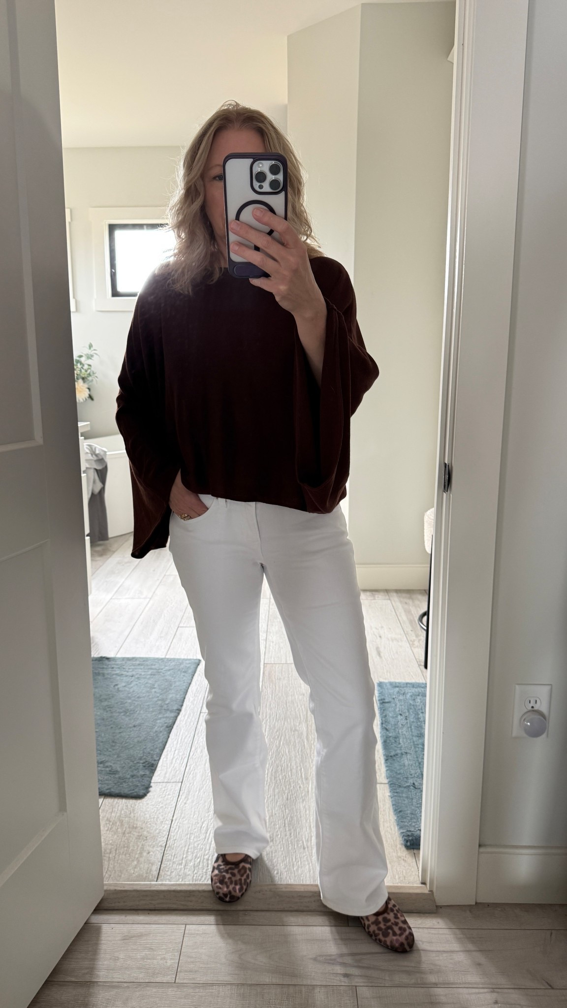 Lunch date with my mother-in-law.  H & M brown cape top size small, Gap jeans size 27 regular and the most comfy shoes from Amazon. 

#LTKootd #LTKOver40 #LTKgrwm