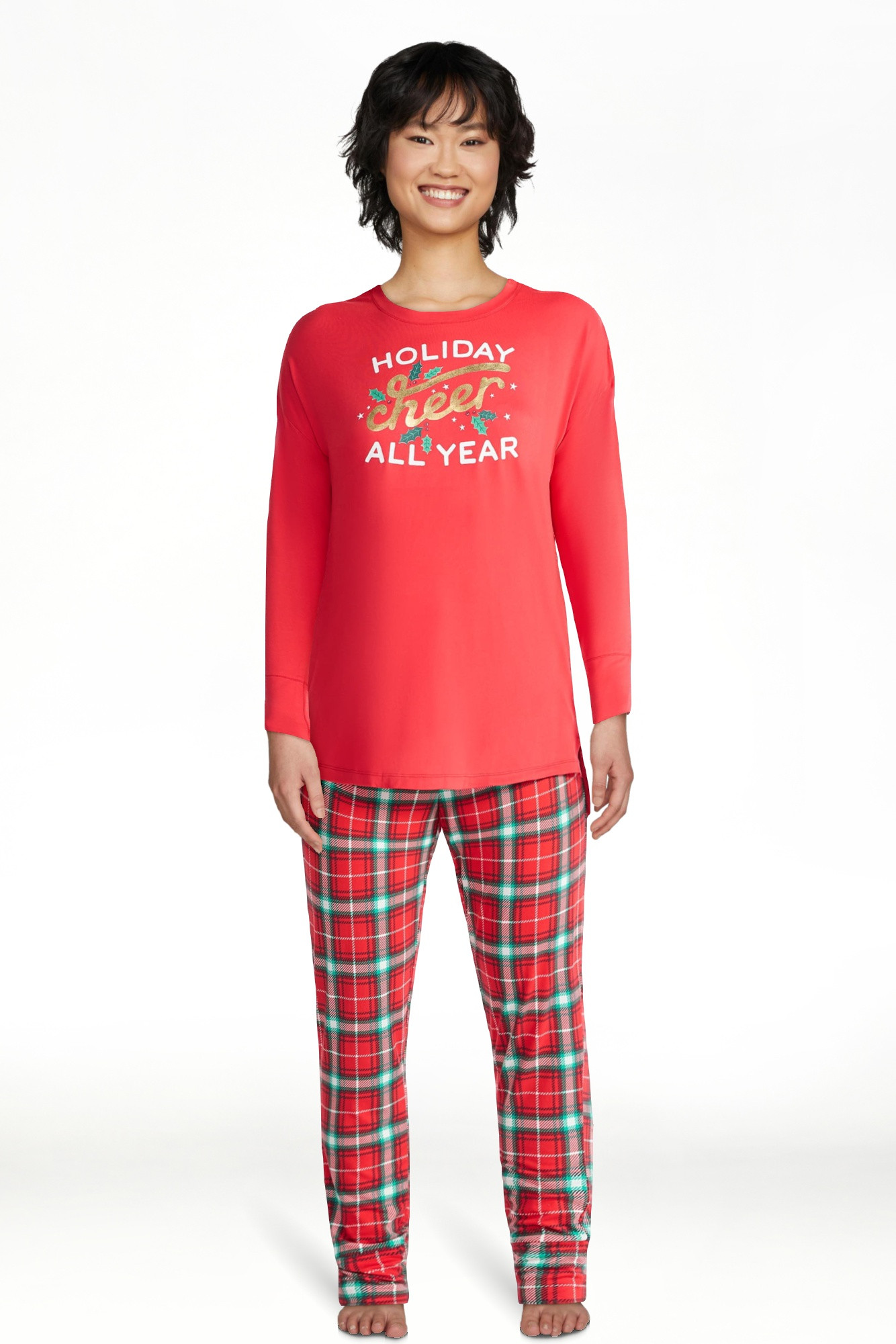 Jaclyn Women's and Women's Plus Holiday Graphic Sleep Tee and Jogger Pants Pajama Set, 2-Piece, S... | Walmart (US)