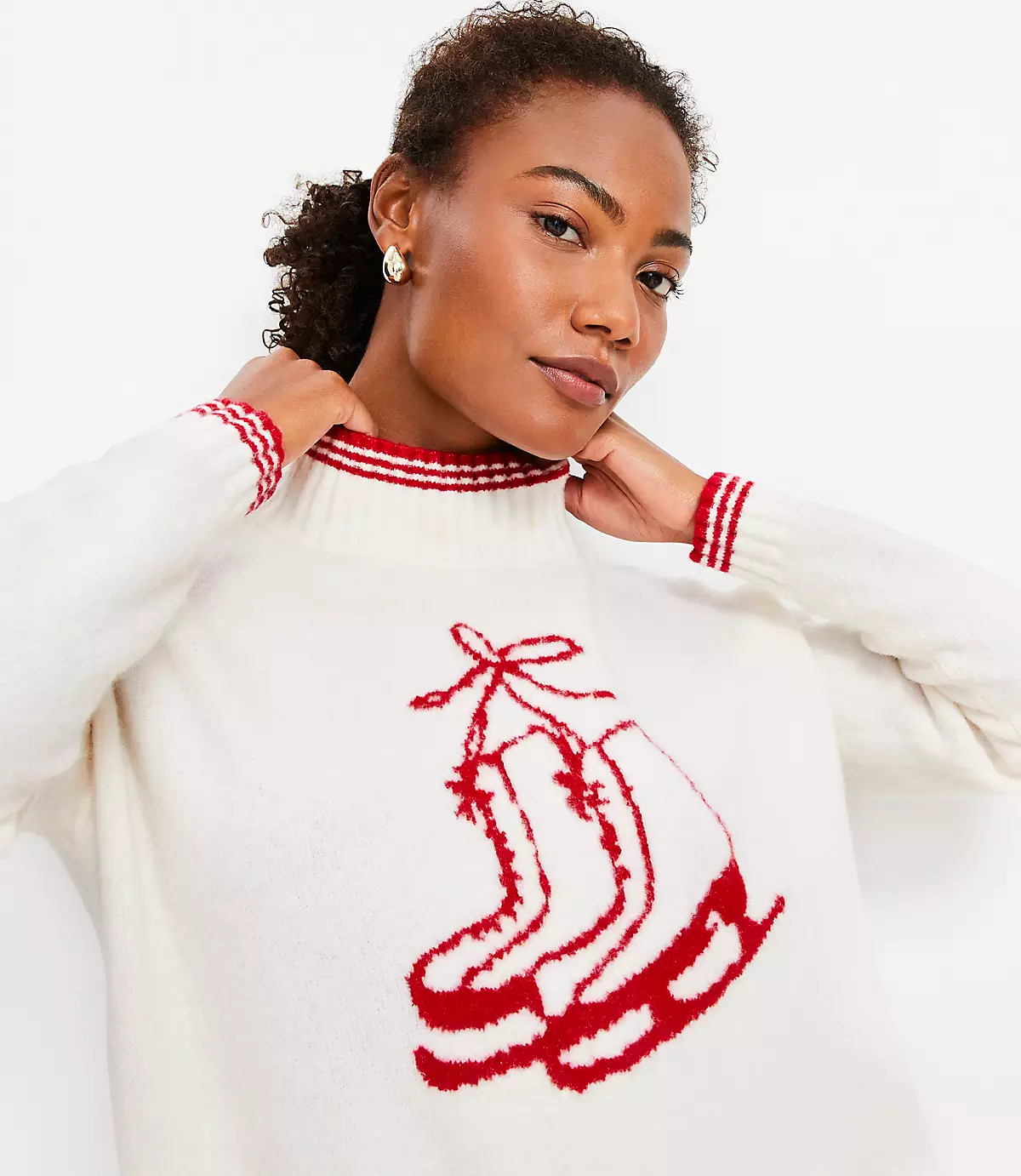 Ice Skates Mock Neck Sweater | LOFT