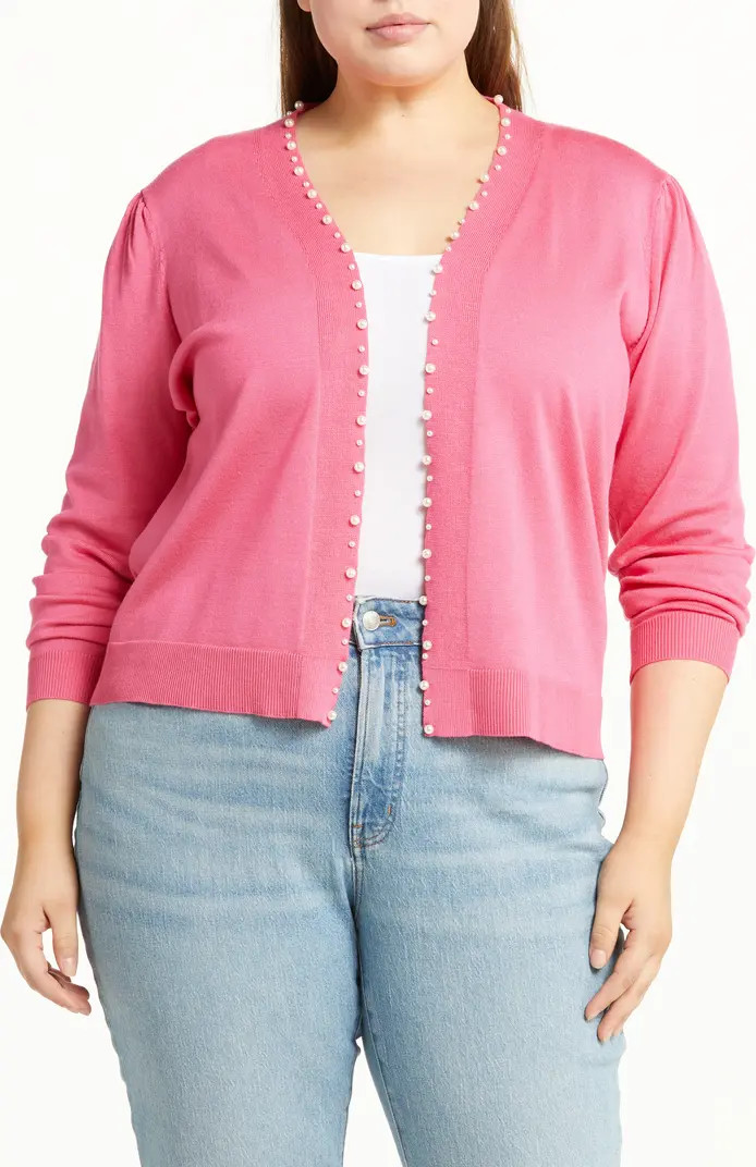 Panther Pearly Beaded Open Front Cardigan | Nordstrom Rack