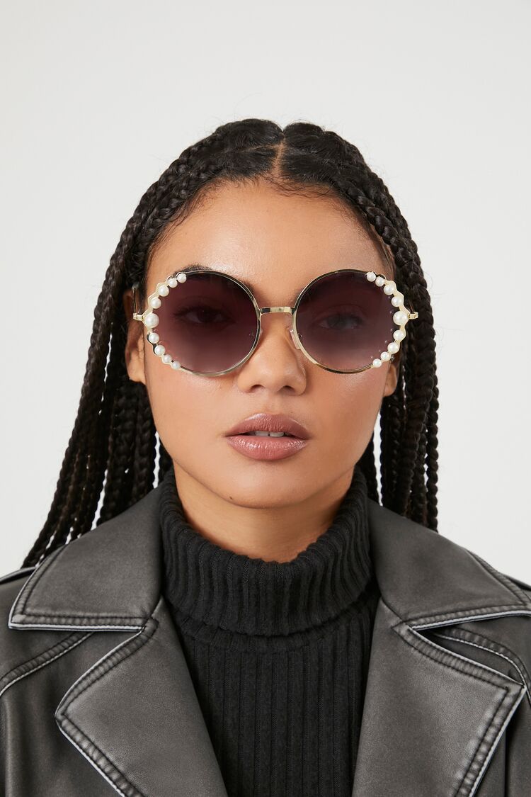 Faux Pearl Round Sunglasses | Forever 21