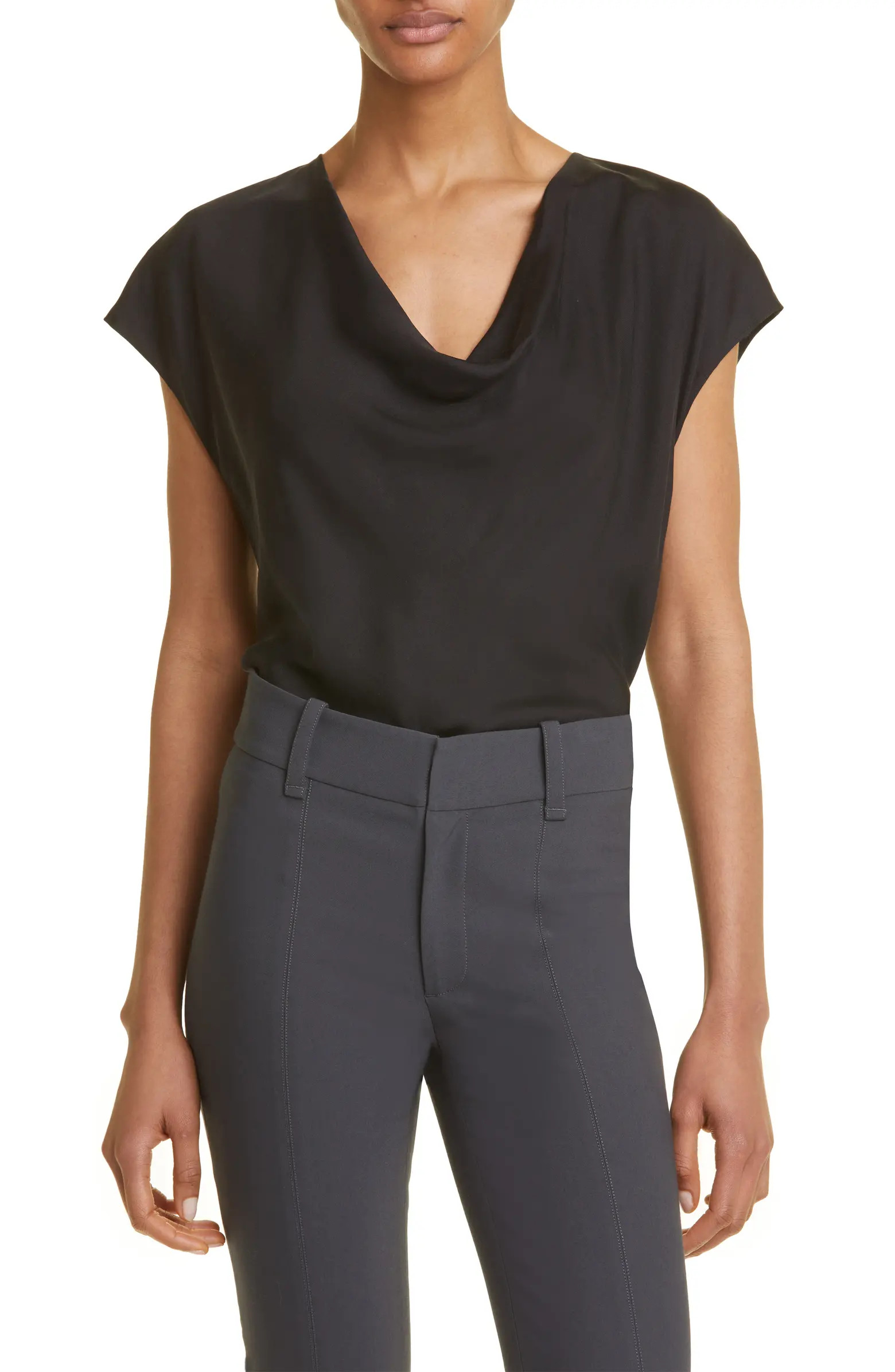 Cowl Neck Cap Sleeve Silk Blend Blouse | Nordstrom