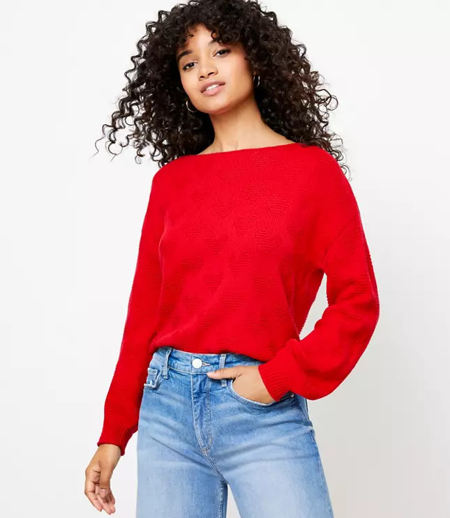 Heart Boatneck Sweater | LOFT