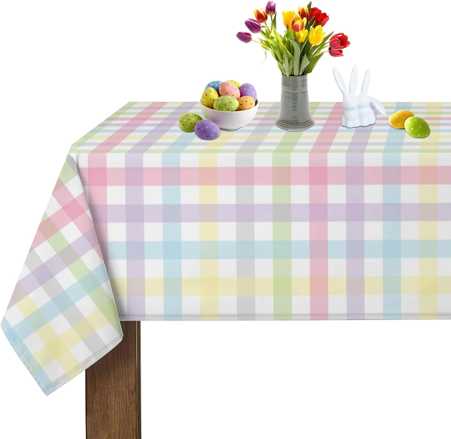 TETOU Linen Tablecloth Rectangle 54*78 Inches Colorful Buffalo Check Plaid Tablecloth for Spring ... | Walmart (US)