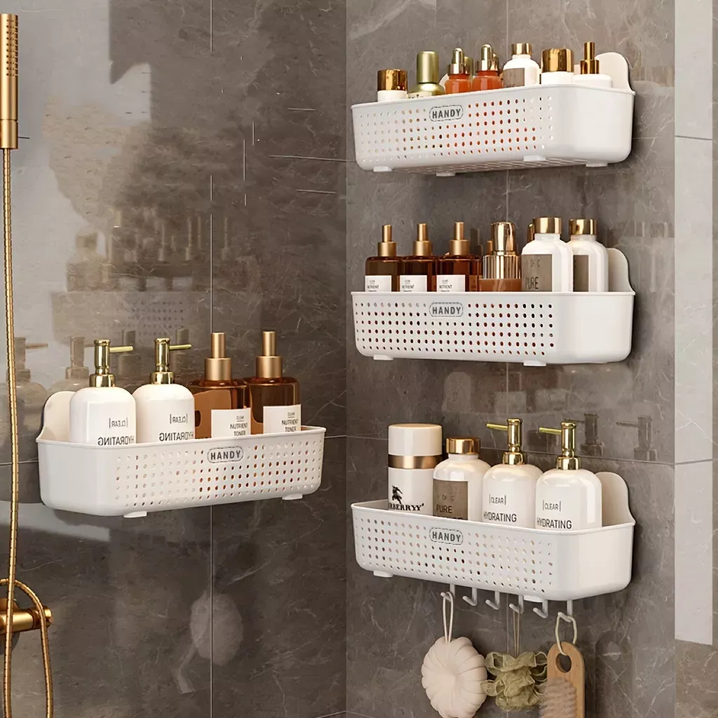 Clear Storage Basket Self adhesive Shower Shelves Suction - Temu
