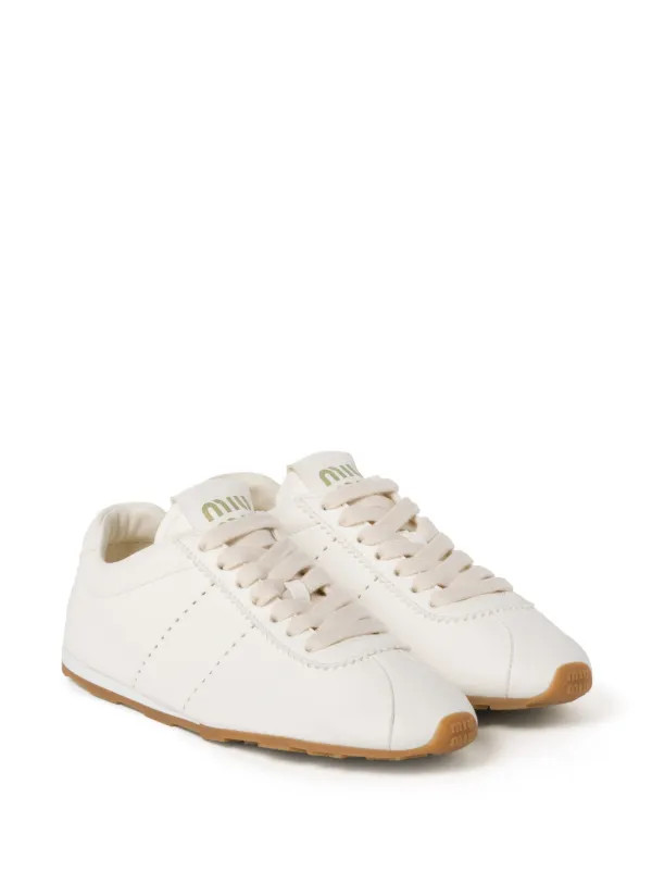Miu Miu Plume Nappa Leather Sneakers | White | FARFETCH BE | Farfetch Global