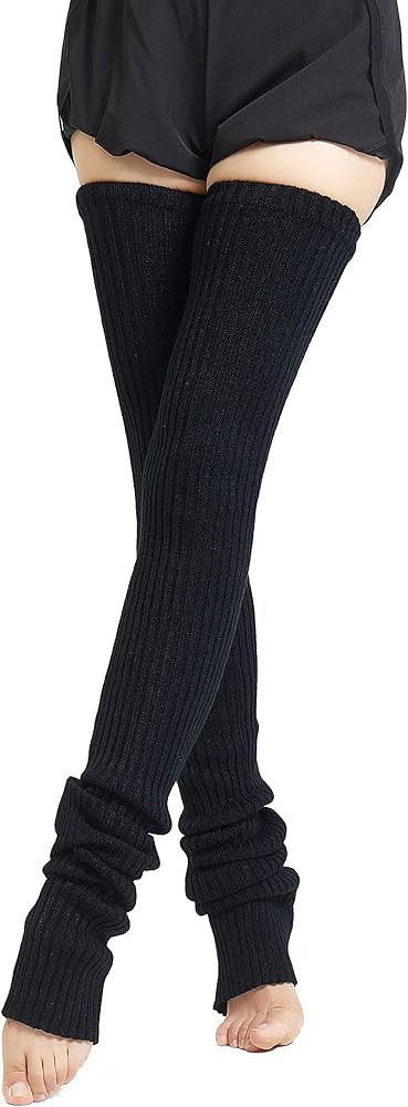 Henwarry 27 or 34 Inch Length Leg Warmers Knit Over the Knee Extra Long Winter Soft Thick Thigh H... | Amazon (US)