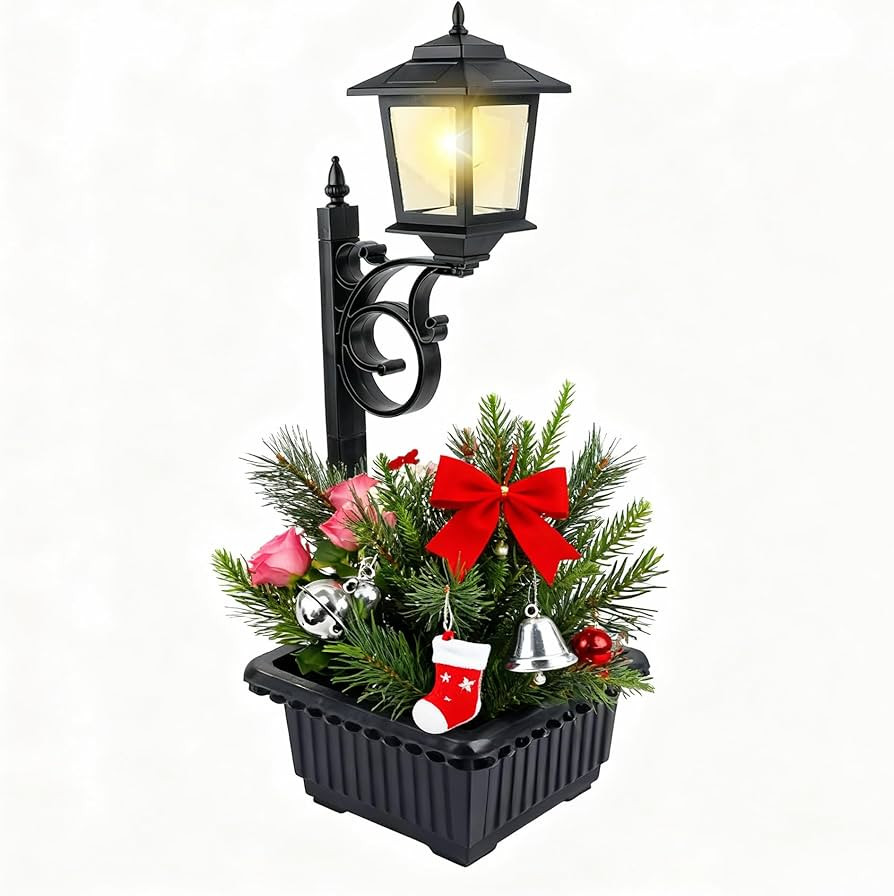 Solar Lamp Post Light with Planter, 2 in 1 Outdoor Flower Pots, 3000K Solar Lamps Outdoor Waterpr... | Amazon (US)