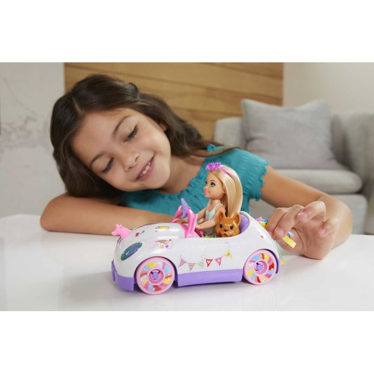 Barbie Club Chelsea Doll (6-inch Blonde) with Open-Top Unicorn Car & Sticker Sheet - Walmart.com | Walmart (US)