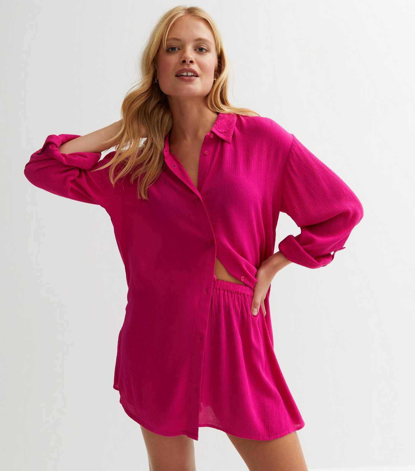 Bright Pink Cheesecloth Beach Shirt
						
						Add to Saved Items
						Remove from Saved Items | New Look (UK)