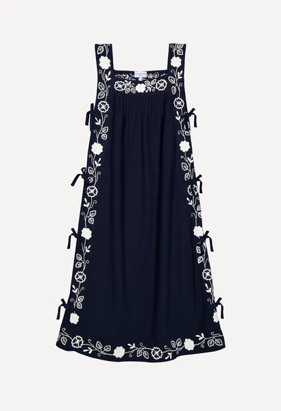 Mia Navy and White Midi Dress | Mi Golondrina