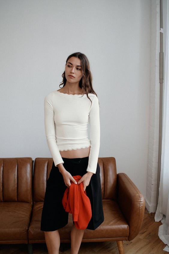 LACE BOAT NECK TOP | Zara UK