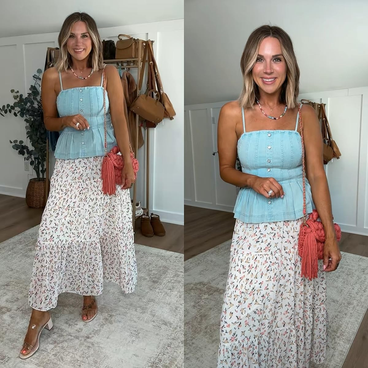 Loving this flowy floral maxi skirt paired with the cutest denim top for Mother's Day brunch, church, and everything in between. The skirt is so comfortable, and the top adds just the right amount of structure to look styled without trying too hard!   

 #LTKMothersDay #LTKootd #LTKSeasonal